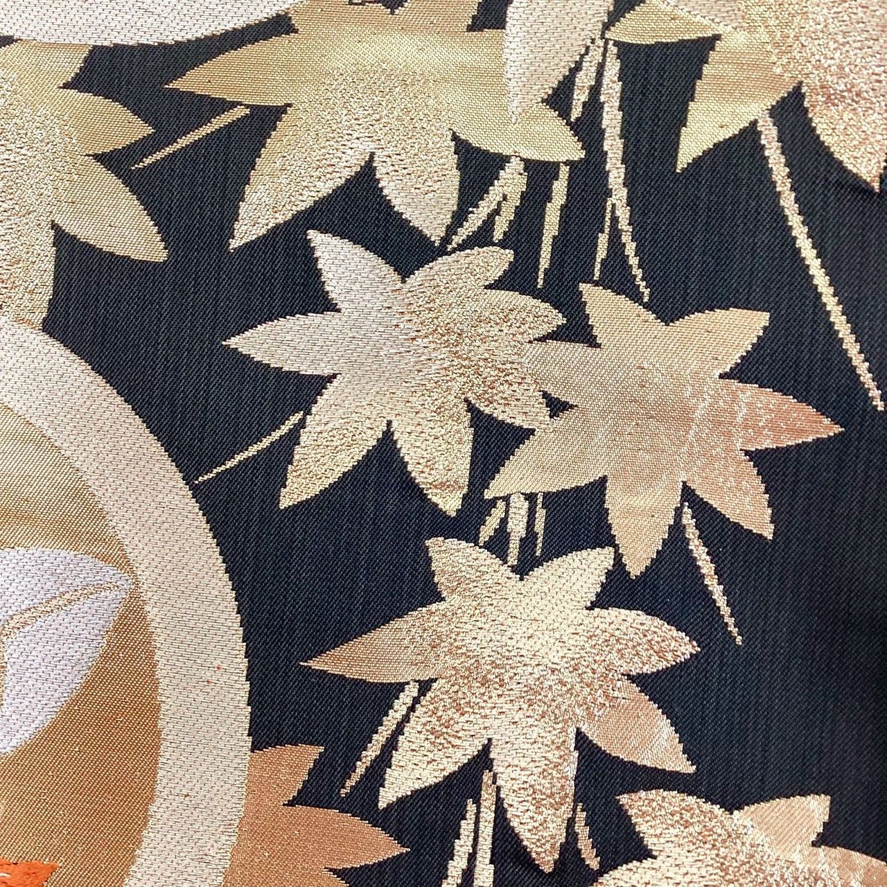 6180］袋帯 花蝶亀甲丸文様 金糸 六通 正絹 着物 フォーマル 黒 - メルカリ