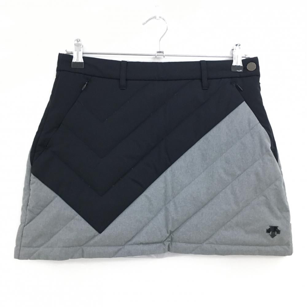 デサントゴルフ ダウンスカート 黒×グレー ダウン90％ バイ 中田英寿 レディース 64 M ゴルフウェア DESCENTE