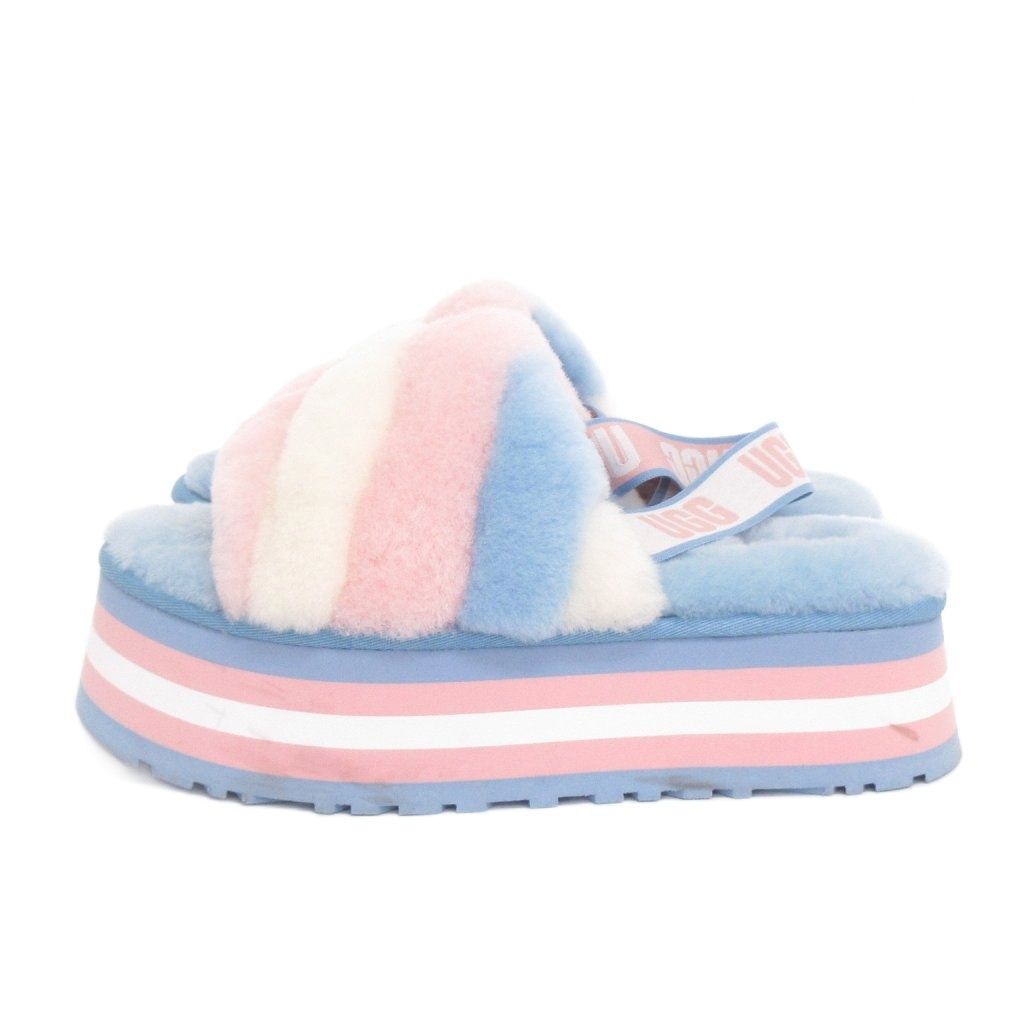 アグ UGG Disco Stripe Slide ディスコストライプサンダル モコモコ 1120875 青 ブルー ピンク 27㎝ 靴