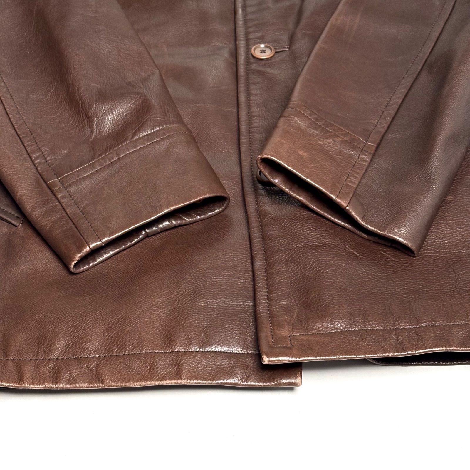 牛革】GAP レザージャケット 茶 L カーコート 本革 - メルカリ