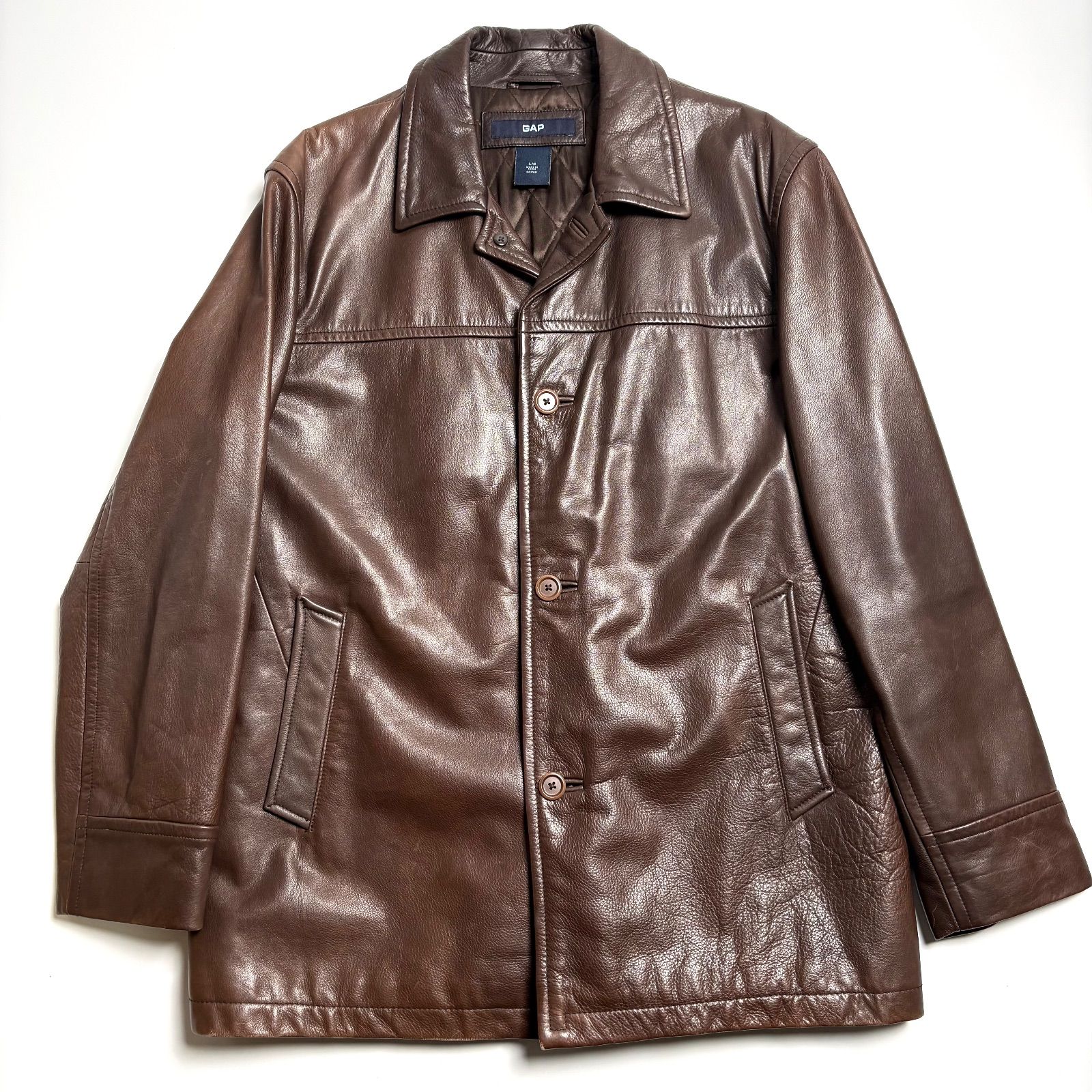 牛革】GAP レザージャケット 茶 L カーコート 本革 - メルカリ