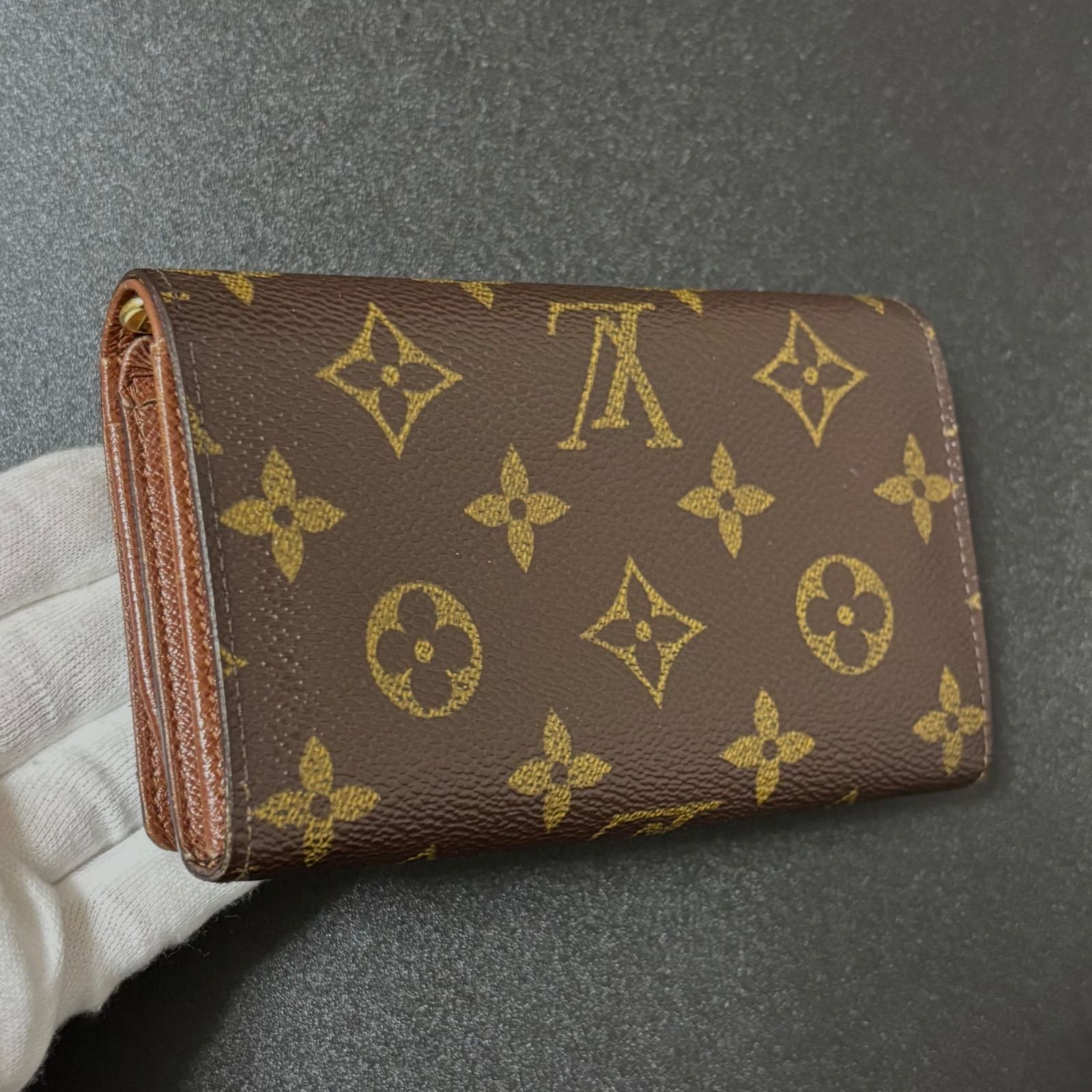 【使用感少】ルイヴィトン ポルトモネ ビエ モノグラム トレゾール 折り財布 t73 ポルト モネ ビエ トレゾール ポルトフォイユ トレゾール