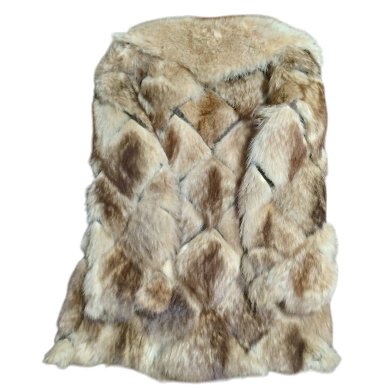 ZM1674 EMBA エンバ つぎはぎパッチワーク風毛皮コート ファー 防寒具