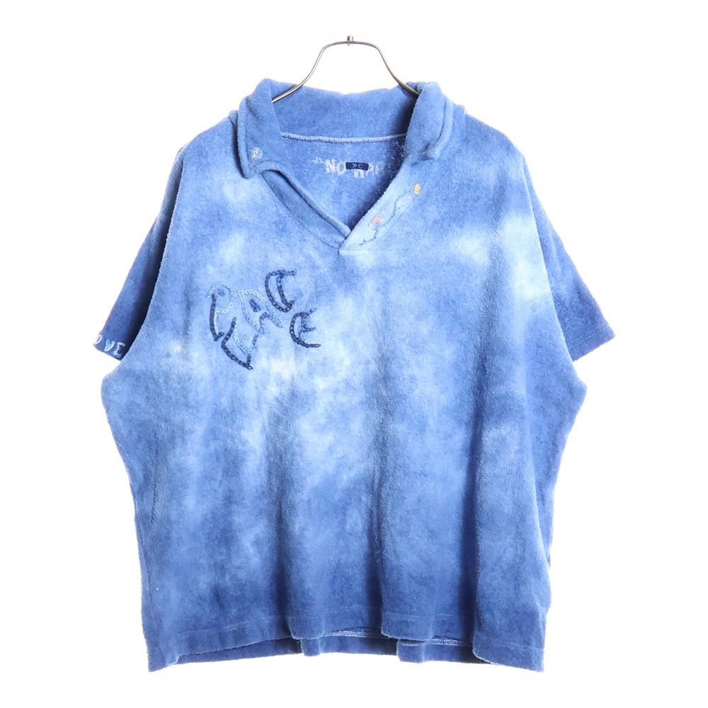 Porter Classic ポータークラシック HAND WORK HIPPIE POLO SHIRT パイル生地 ハンドワーク ヒッピー 半袖ポロシャツ ブルー