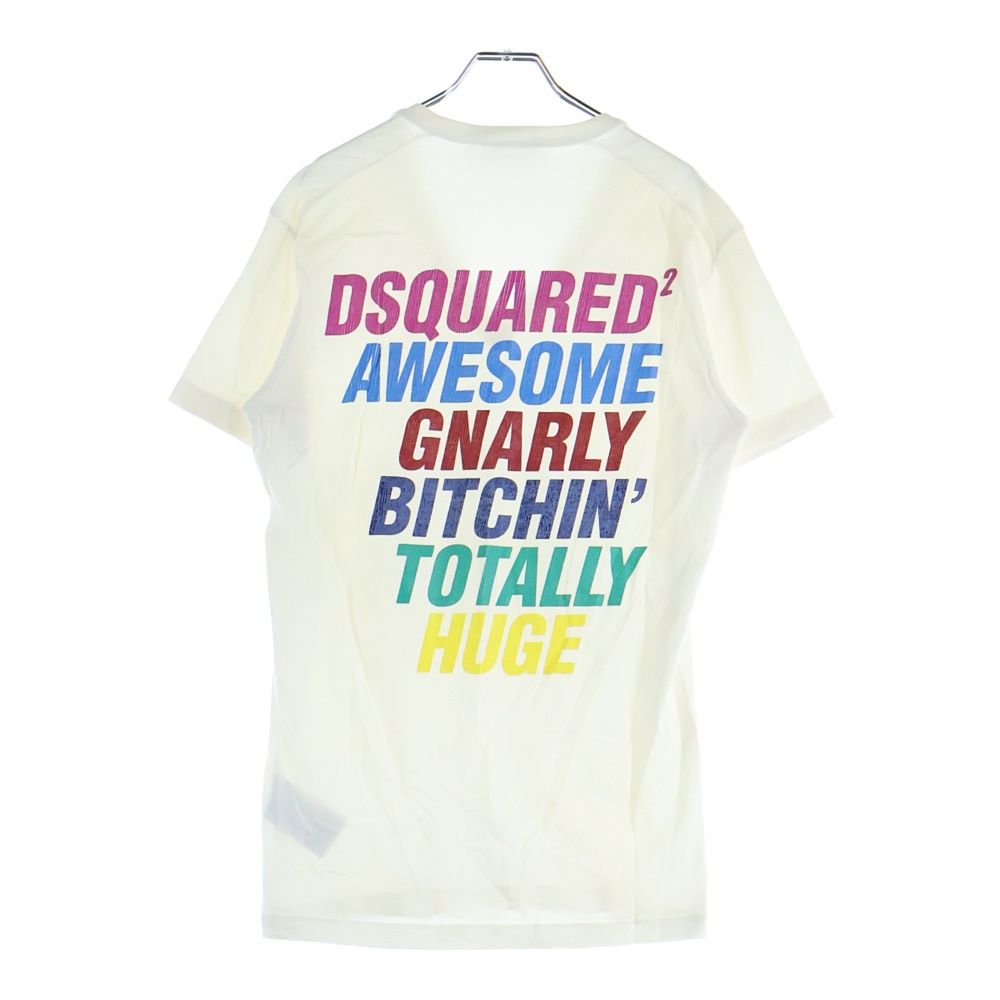 DSQUARED2 (ディースクエアード) マルチカラーランゲージ VネックTシャツ 半袖カットソー S74GD0198 ホワイト