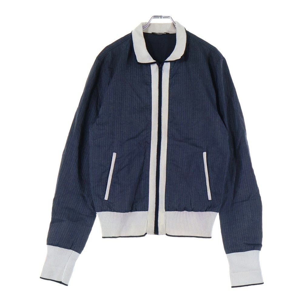 DOLCE - GABBANA ドルチェアンドガッバーナ ストライプ総柄 コットン ニット切り替え ジップアップ ジャケット ネイビー|グレー G 9 BI 2 T|FB 6 B 0