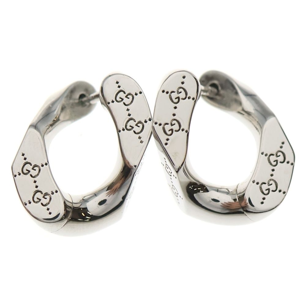 GUCCI (グッチ) シグネチャーエングレービング ピアス シルバー SV