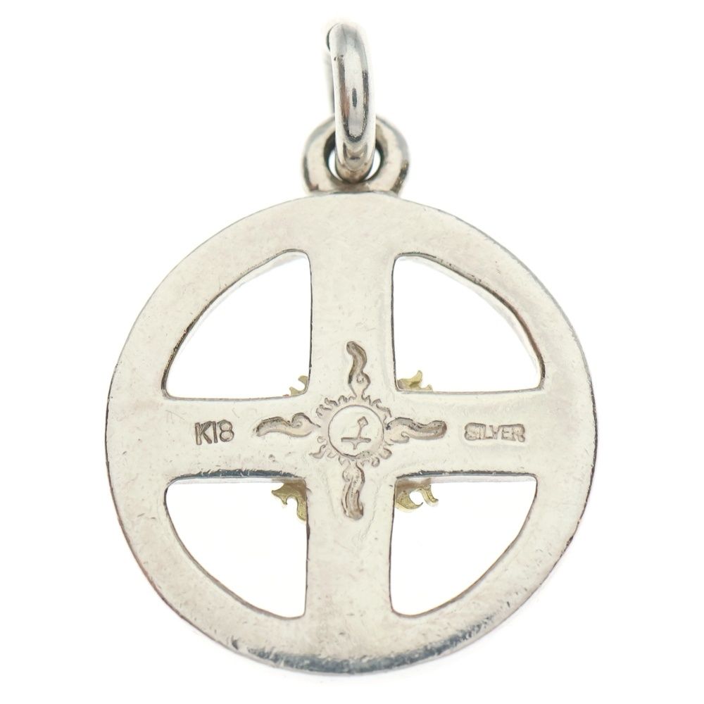 FIRST ARROW s ファーストアローズ K 18 透かしマーク付きカラ草彫り ループメディスンホイール ネックレストップ シルバー ゴールド P 407