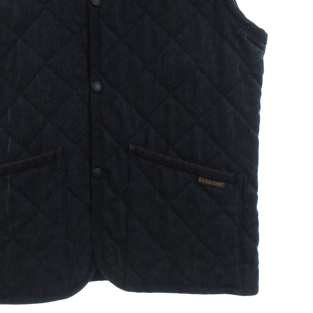 ラベンハム LAVENHAM キルティングベスト 前開き ウール 紺 ネイビー36