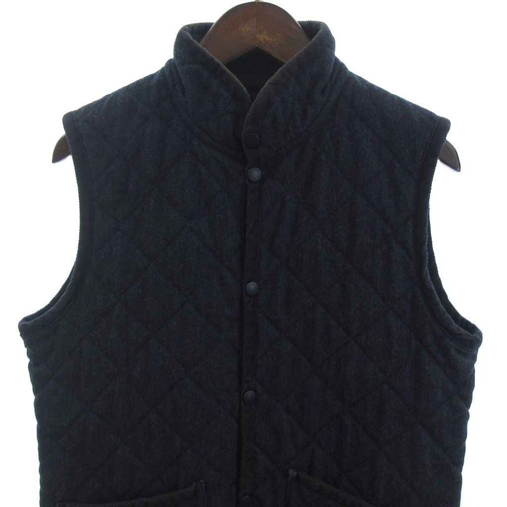 ラベンハム LAVENHAM キルティングベスト 前開き ウール 紺 ネイビー36