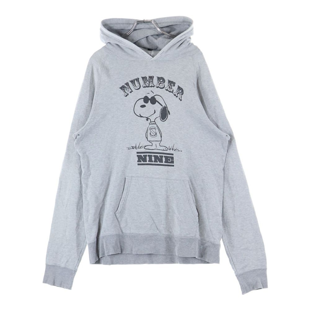 NUMBER N INE ナンバーナイン ×PEANUTS ピーナッツ フロントプリント プルオーバースウェットパーカー グレー