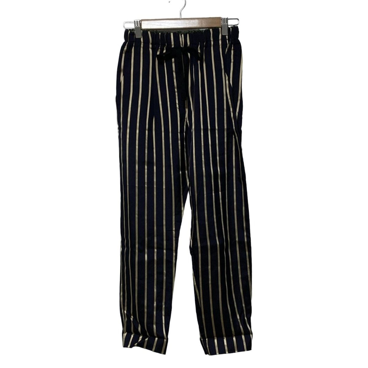 フォルテフォルテ パンツ サイズ1 S レディース ダークネイビー ベージュ カーキ フルレングス ストライプ ウエストゴム