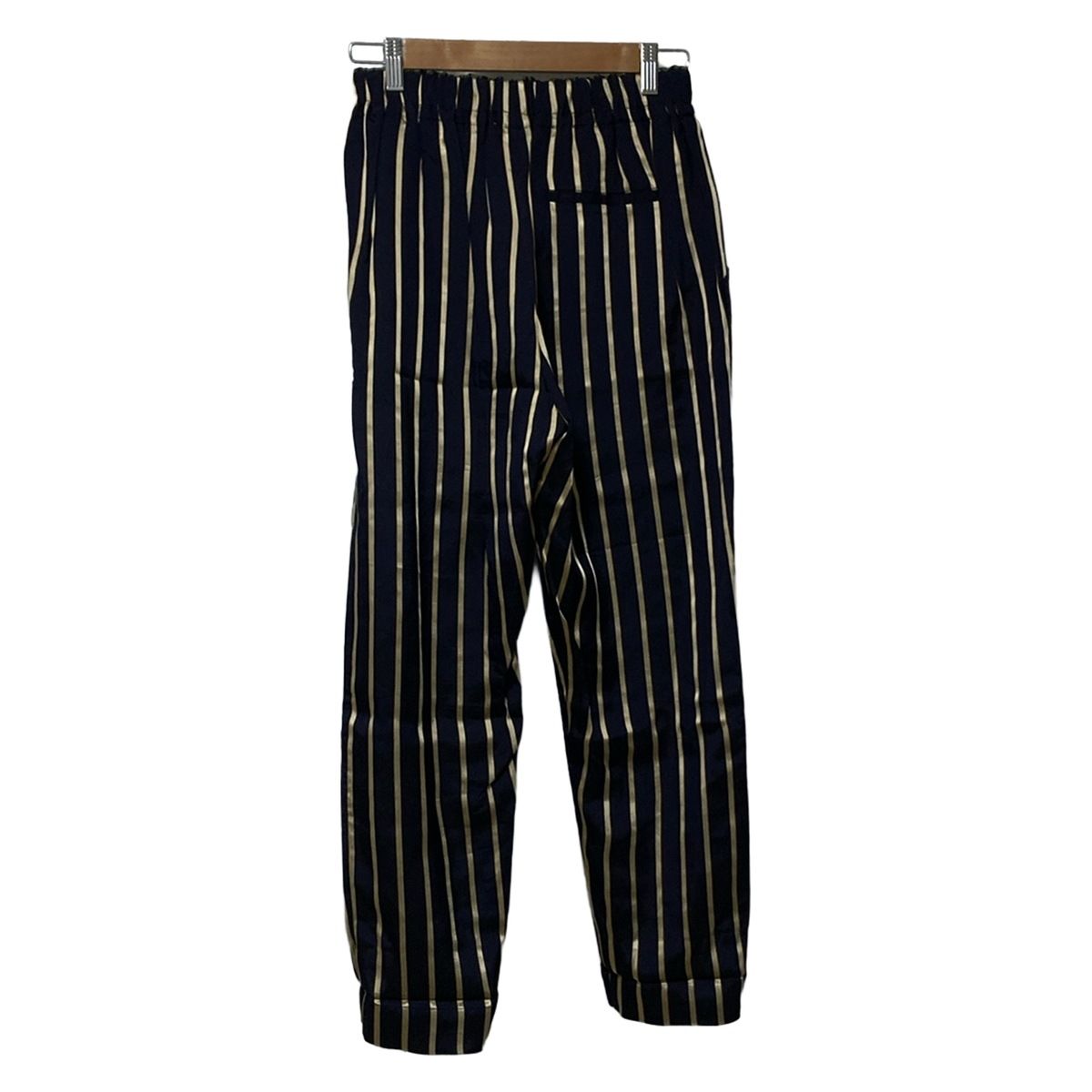 フォルテフォルテ パンツ サイズ1 S レディース - ダークネイビー×ベージュ×カーキ フルレングス ストライプ ウエストゴム