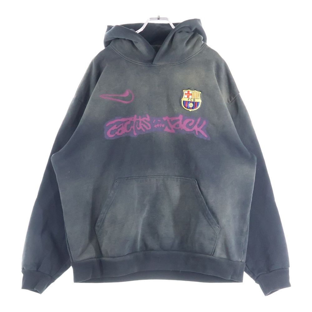 Cactus Jack カクタスジャック Travis Scott x Nike FC Barcelona Spray Logo Hoodie バルセロナ スプレー ロゴ フーディ ブラック FQCJ HS 01
