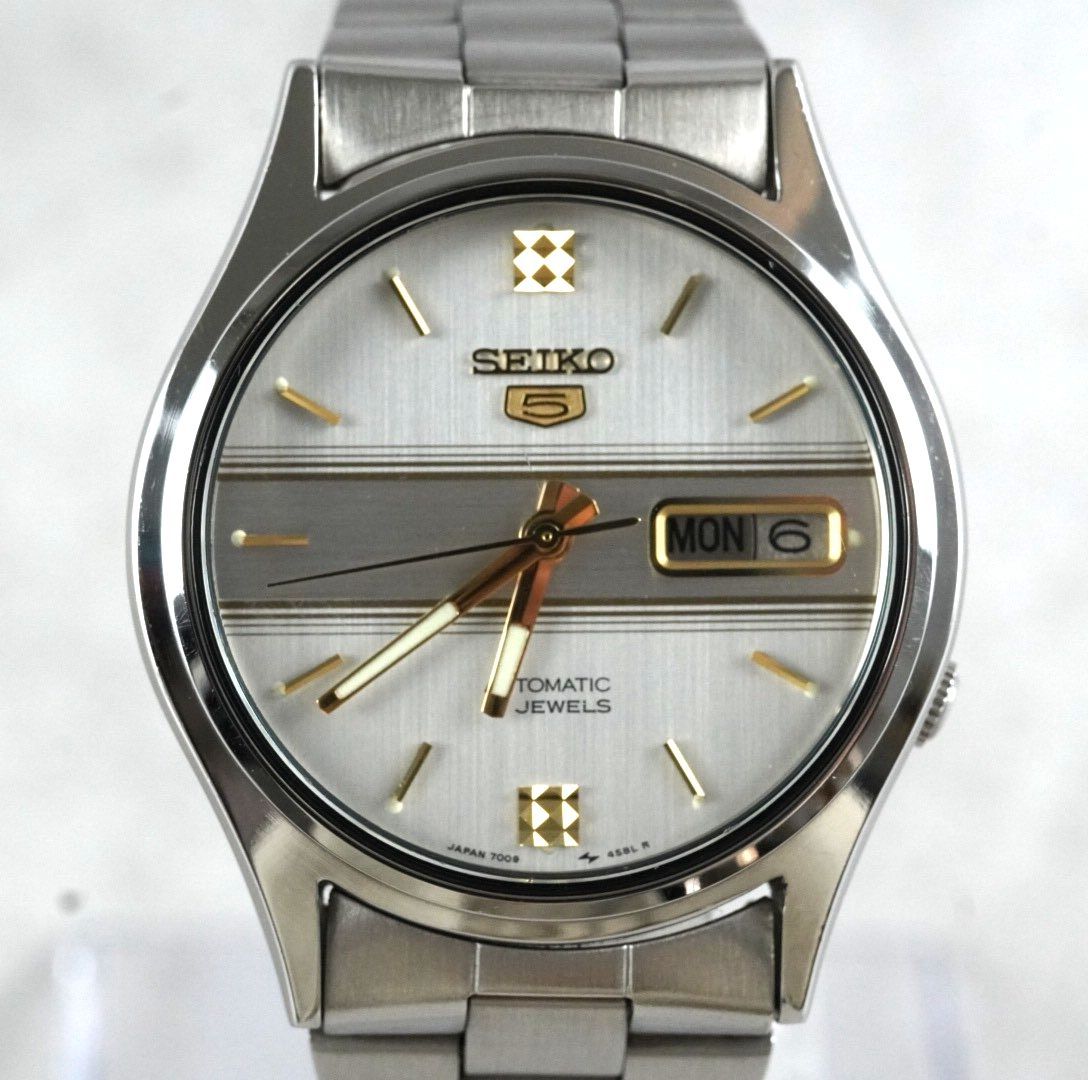 動作確認済　セイコー　セイコー5　デイテイト　シルバーダイヤル　ビンテージ SEIKO 5 セイコー5 自動巻き Automatic デイデイト レア文字盤 2トーン