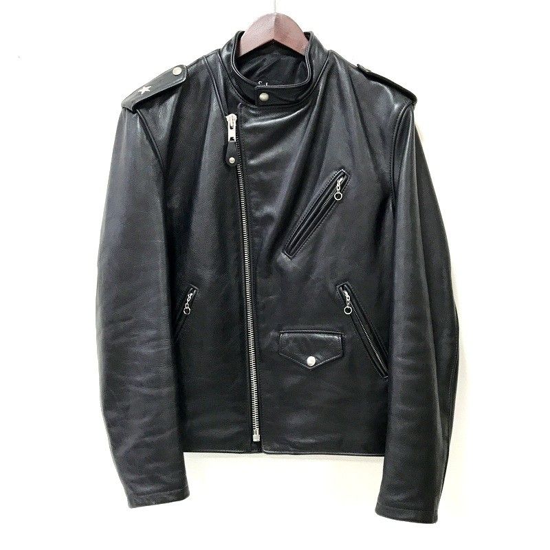 SCHOTT ショット ワンスターシングルライダースジャケット 7316 革ジャン 牛革 メンズ ブラック サイズ40 古着 バイクウェア オートバイ ツーリング TA 3884