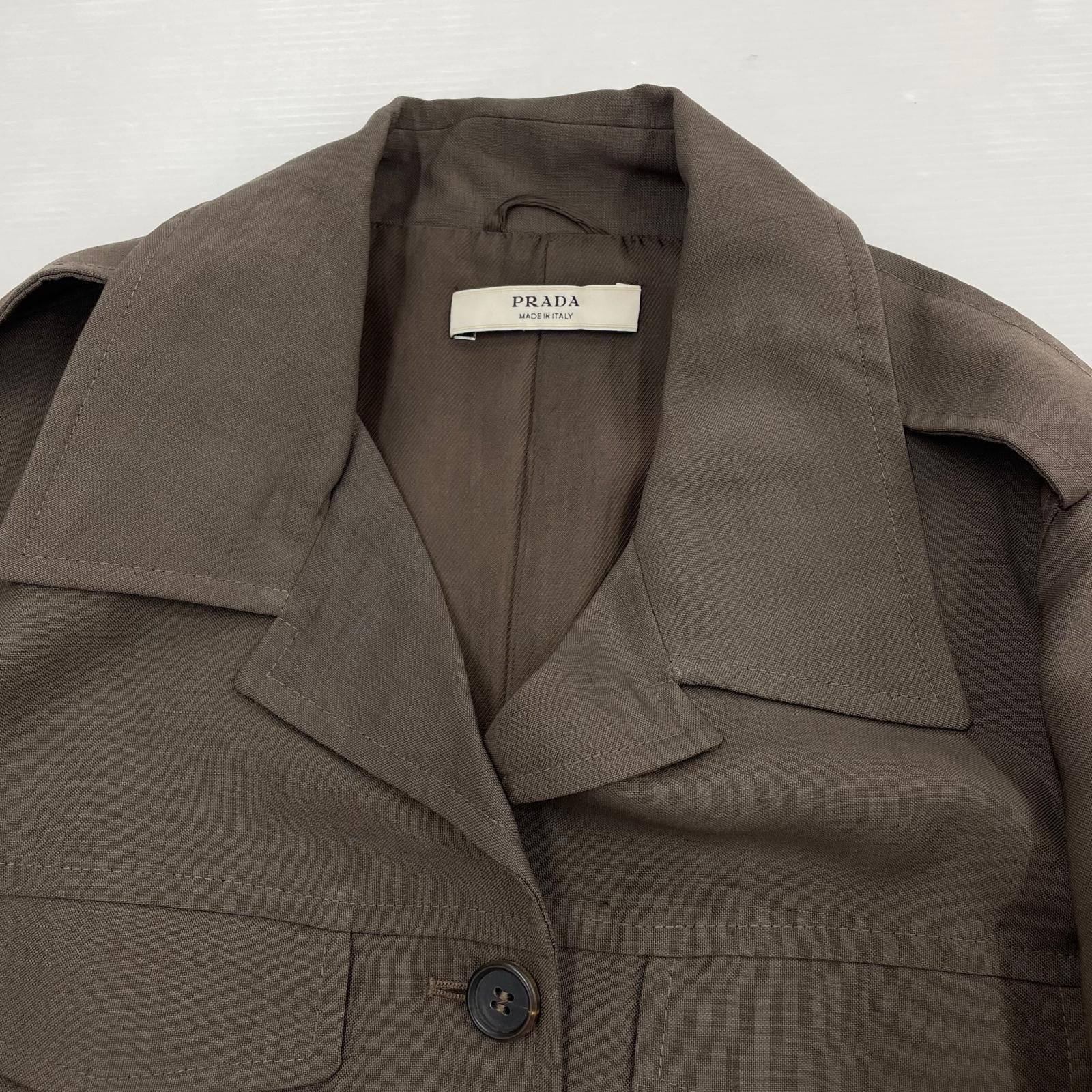  PRADA ミリタリージャケット 38 ブラウン ミリタリージャケット ジャケット アウター