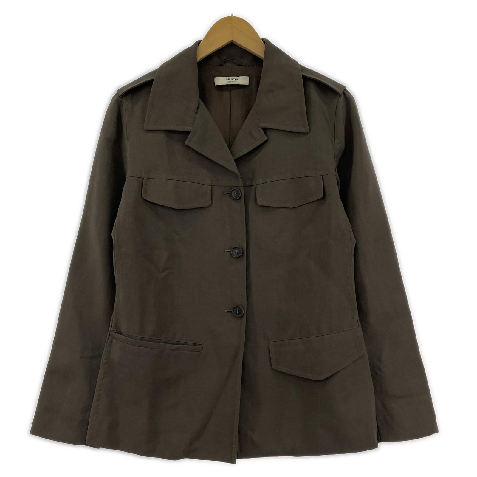 PRADA ミリタリージャケット 38 ブラウン