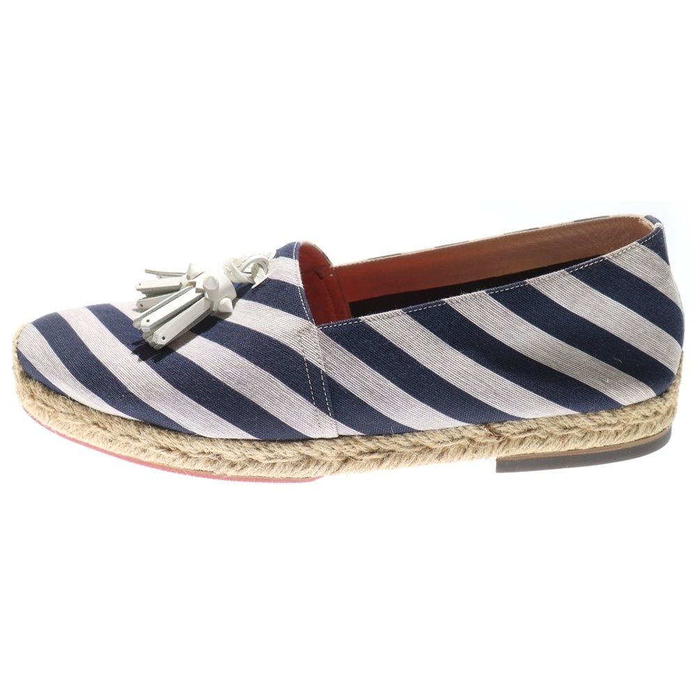 CHRISTIAN LOUBOUTIN クリスチャンルブタン タッセルスリッポン ローカットシューズ ストライプ ネイビー ホワイト