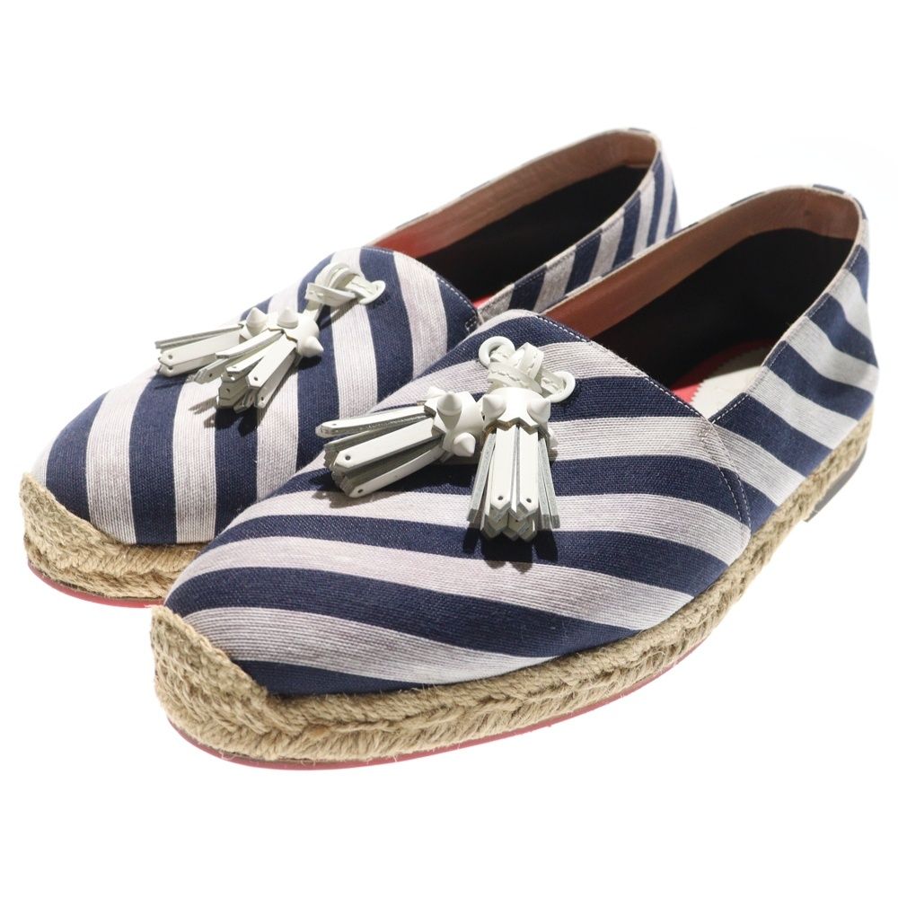 CHRISTIAN LOUBOUTIN クリスチャンルブタン タッセルスリッポン ローカットシューズ ストライプ ネイビー ホワイト
