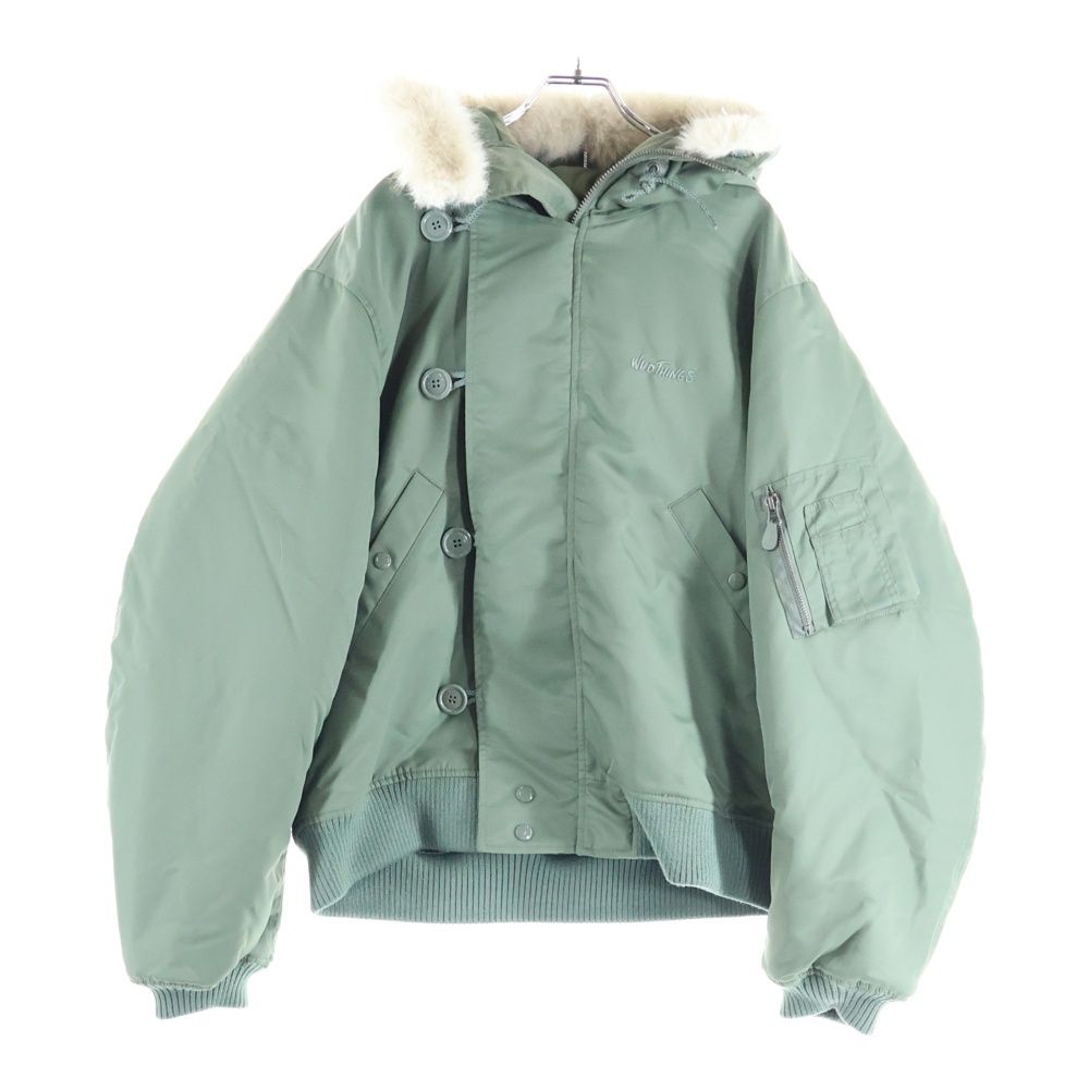 WILD THINGS ワイルドシングス N-2 B Flight jacket ジップアップ ファー付きフーディ フライトジャケット -BM カーキ