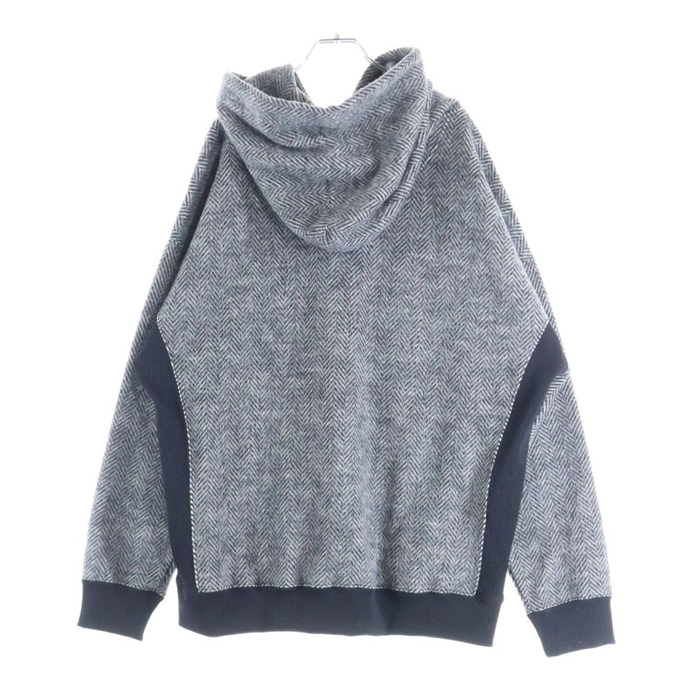 1 PIU UGUALE 3 ウノピゥウノウグァーレトレ PARKA オーセンティック ヘリンボーン プルオーバースウェットパーカー フーディー グレー|ブラック MRB 698 WOL 165