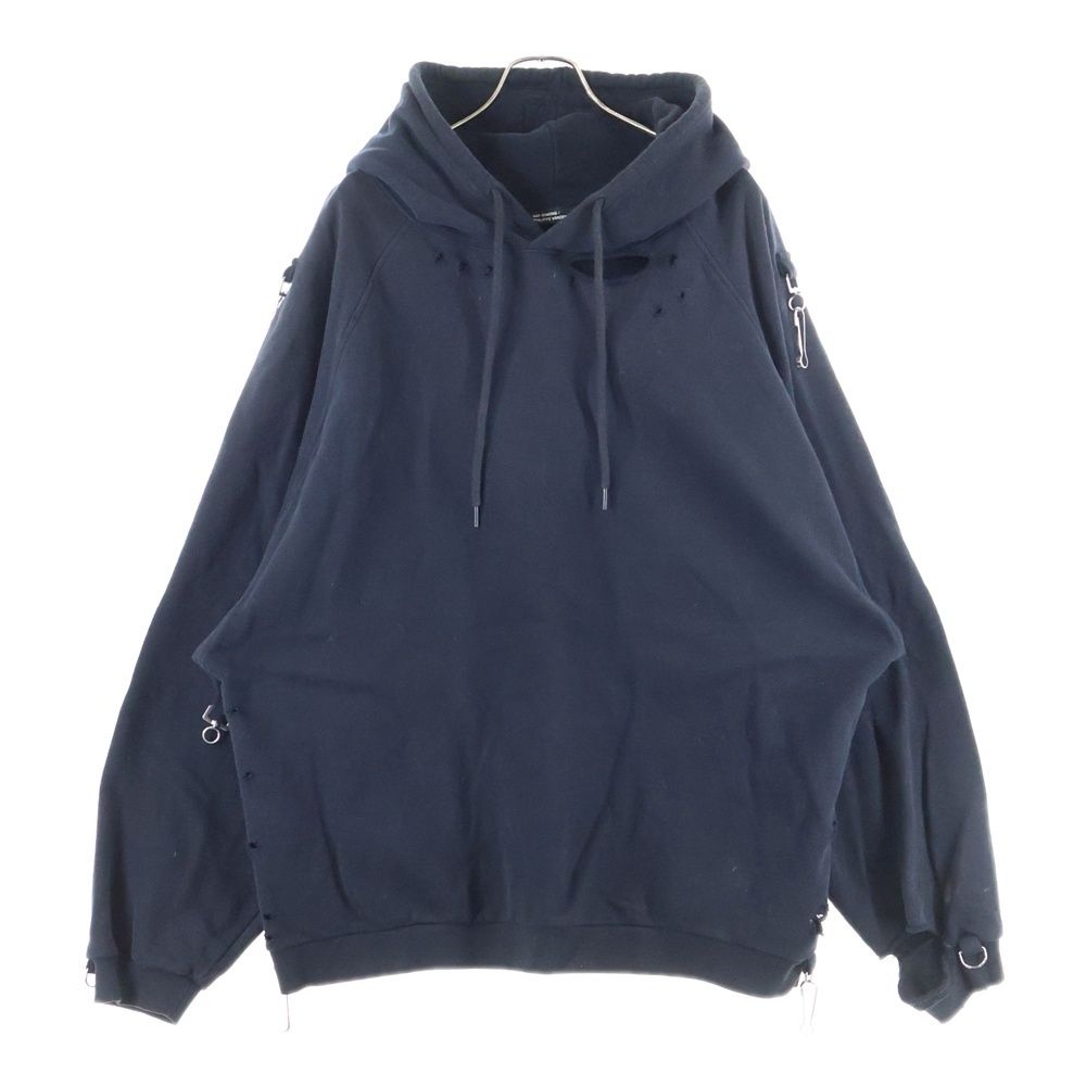 RAF SIMONS ラフシモンズ 23 SS ×Philippe Vandenberg バックプリント ダメージ加工パーカー ブラック