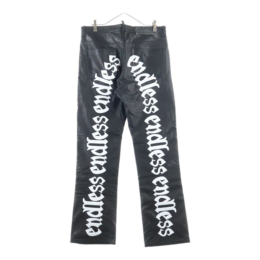 Endless Denim エンドレス デニム ×VLONE EMBROIDERIED LEATHER JEANS ヴィーロン バックエンブロイダリー レザーパンツ ブラック