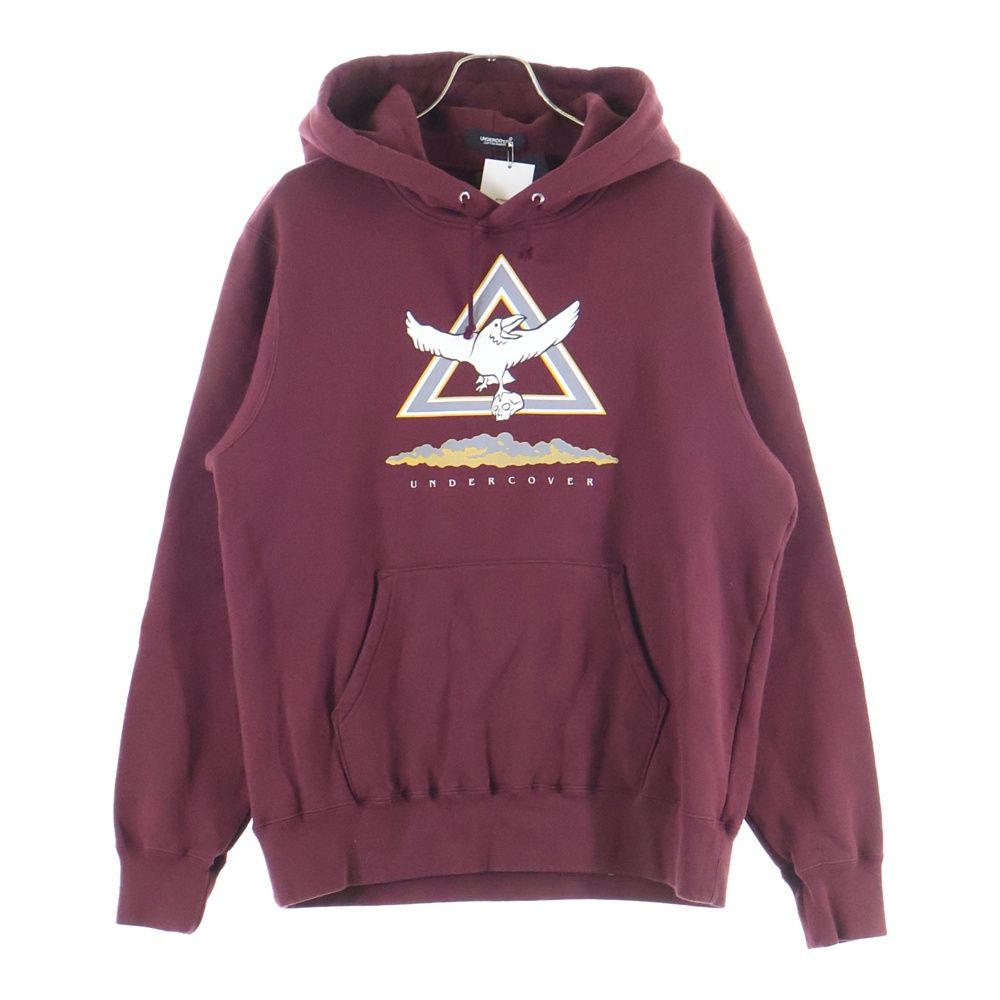 アンダーカバー 24 AW HOODIE CROW フロントプリント プルオーバーパーカー フーディー ボルドー -2