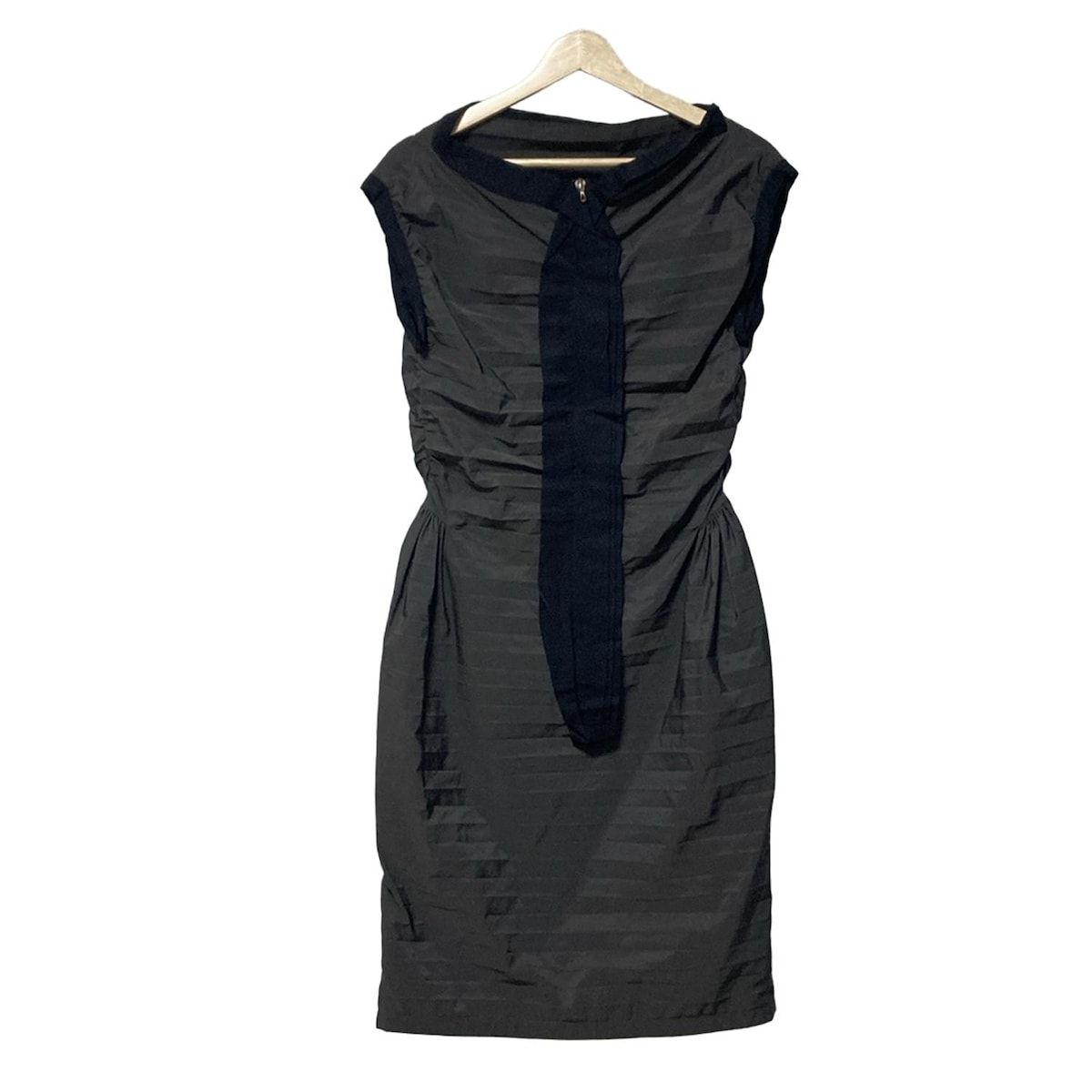 LANVIN ランバン ドレス サイズ36 S レディース - ダークグレー×黒 半袖 ロング River 2008