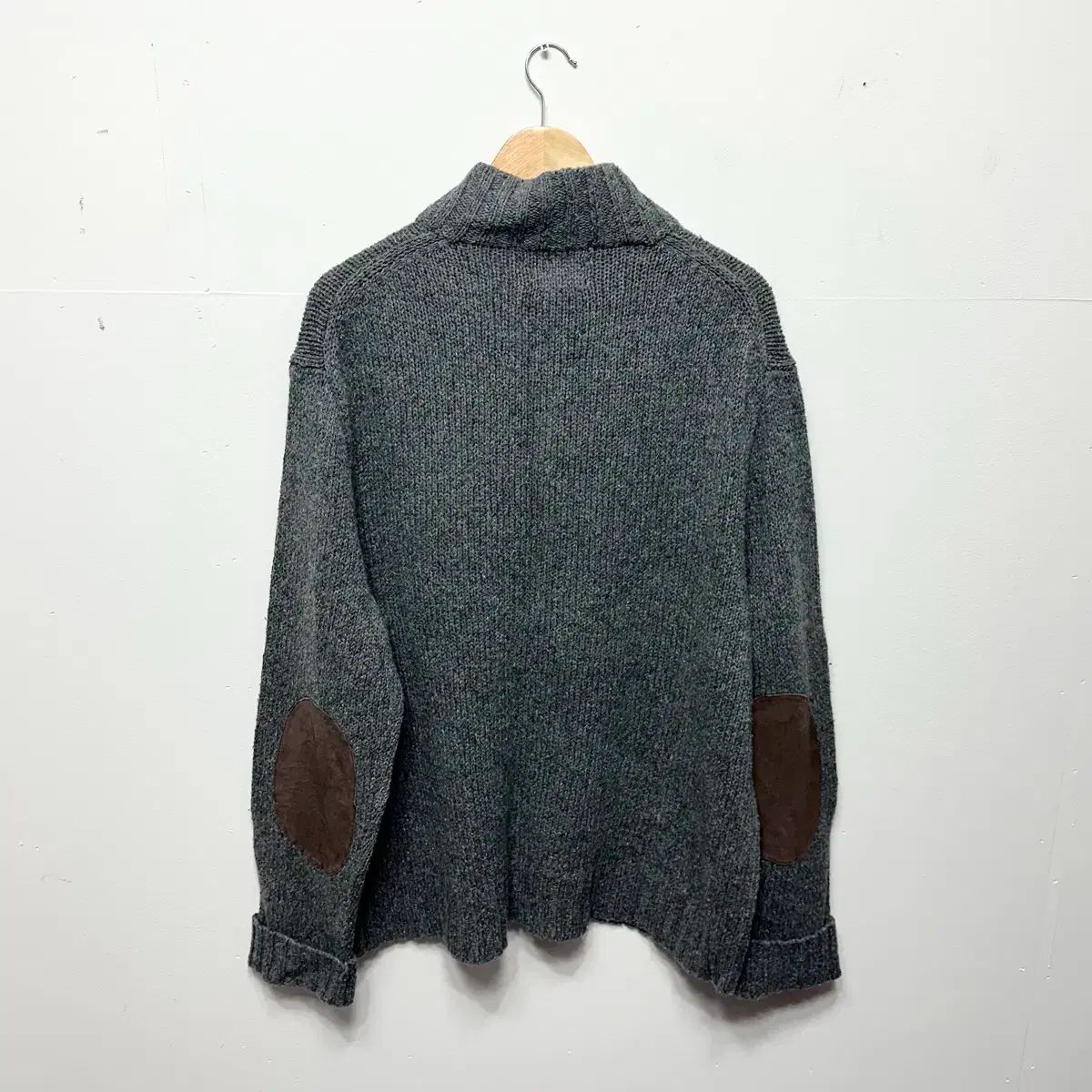 ポロラルフローレン ハーフジップアップ エルボーレザーパッチニット