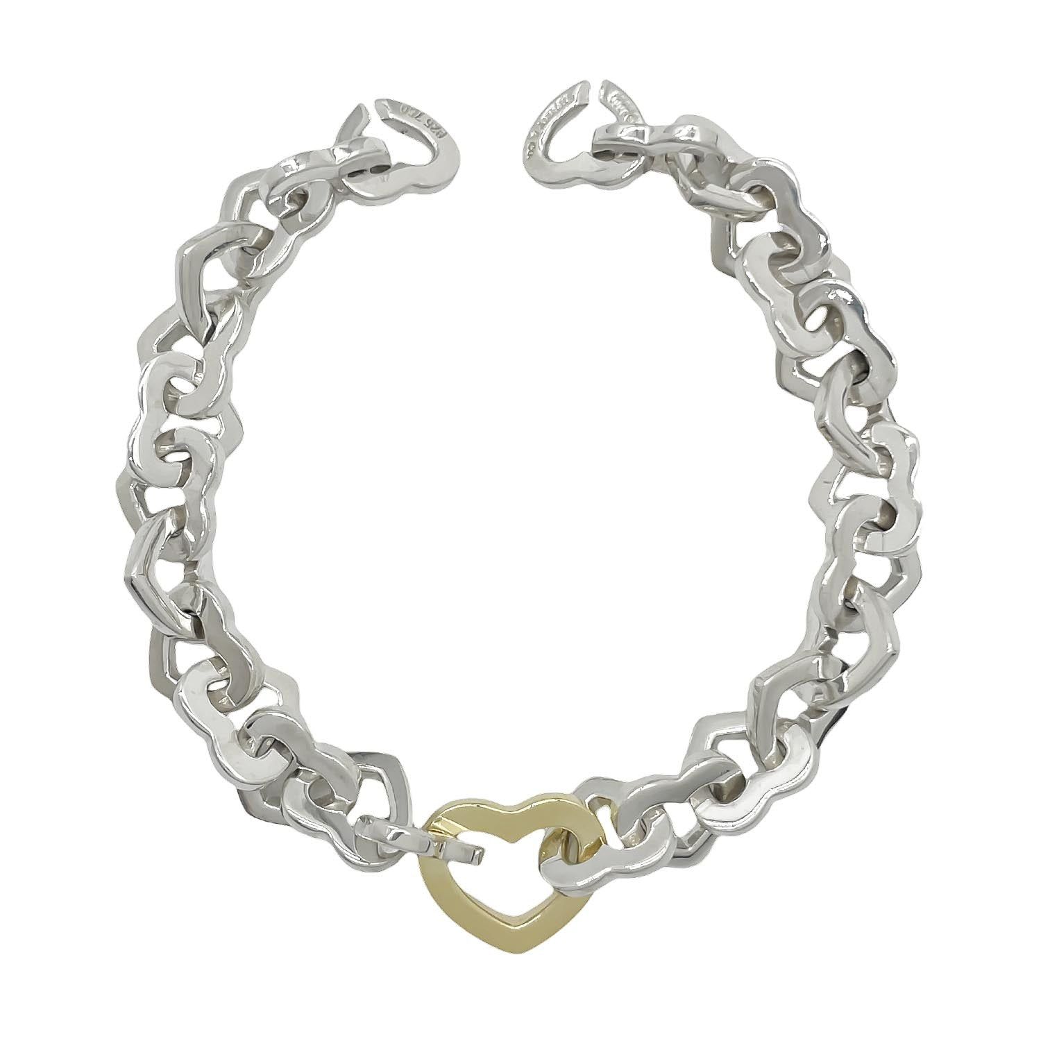 Tiffany-Co. ティファニー ハートリンク チェーン ブレスレット SV 925 750 コンビ 仕上済