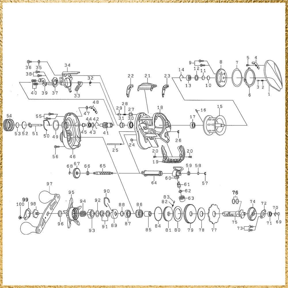 ダイワ DAIWA パーツ 17 紅牙 TW 4 9 L RM ハンドル 部品番号 97 部品コード