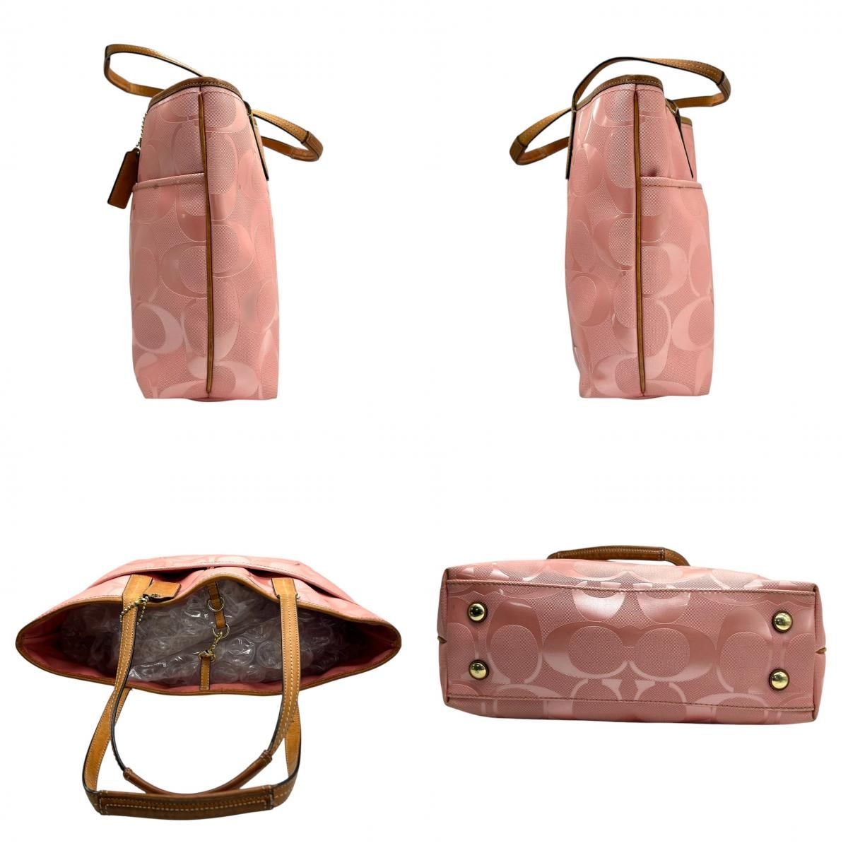 COACH コーチ 花柄 フラワー PVC トートバッグ ピンク 希少品 A4