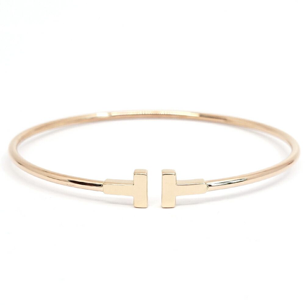 栄 ティファニー K18PG Tワイヤー ナロー ブレスレット バングル 750PG ジュエリー