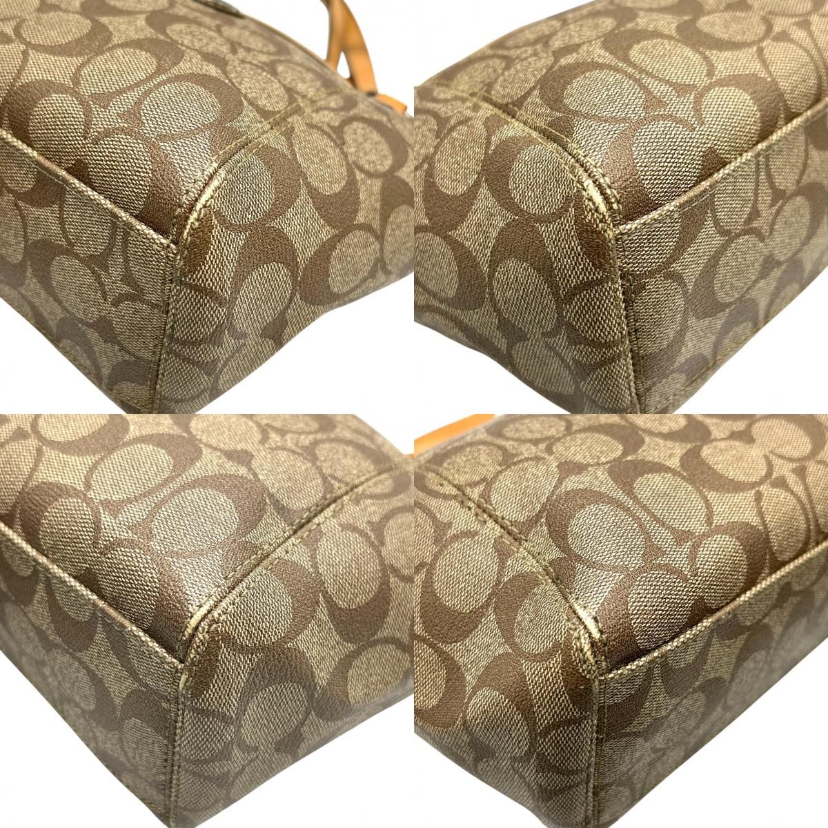 美品 コーチ COACH シグネチャー F20561 2WAY トートバッグ ショルダーバッグ ハンドバッグ 斜め掛け可 PVC レザー 本革 ベージュ ブラウン 茶 ロゴプレート レディース 軽量 撥水 肩掛け キャリーオール 鞄 カバン 通勤 通学 s85 美品 コーチ COACH シグネチャー F20561 2WAY トートバッグ ショルダー