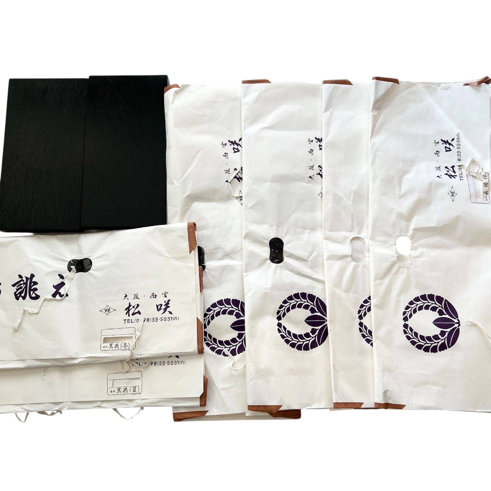 ♥仕立て上がり 松咲 黒留袖 フルセット 夏冬 五つ紋 漢方染め 正絹 証紙あり 西陣織名古屋帯 帯揚げ 帯留め バッグ草履 長襦袢