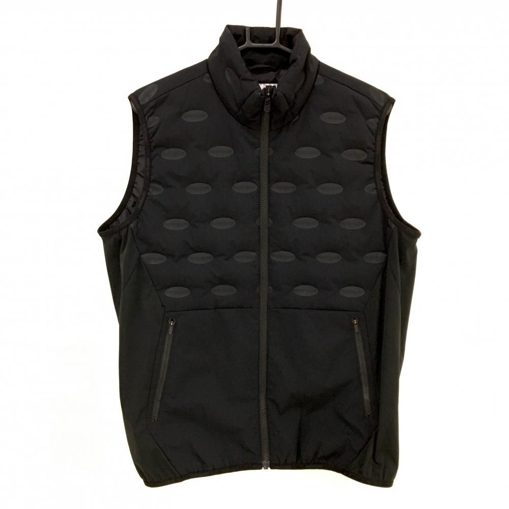 超美品】マンシングウェア ダウンベスト 黒 一部ロゴ地模様 ダウン90