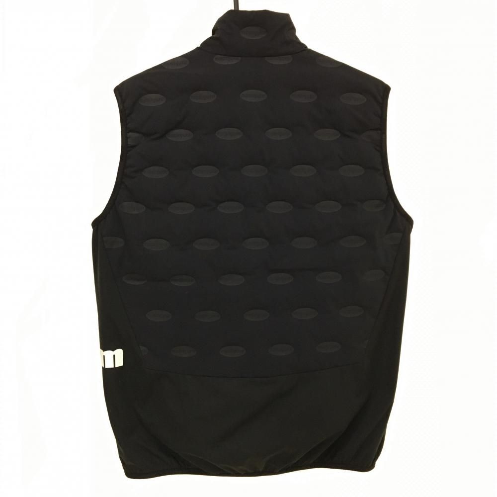 超美品】マンシングウェア ダウンベスト 黒 一部ロゴ地模様 ダウン90