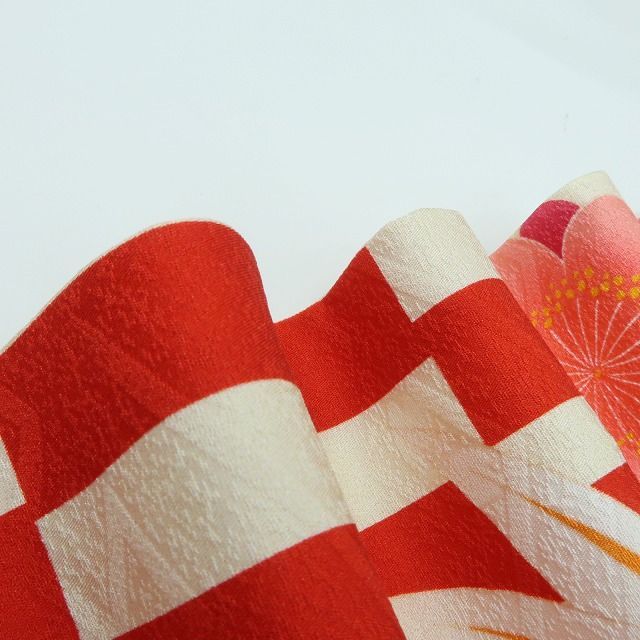 百華❀Y4157◇美品 正絹 金駒刺繡 手縫い仕立て 成人式 トールサイズ