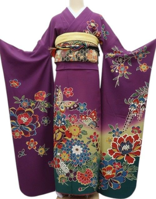 百華❀Y4158◇正絹 手縫い仕立て 成人式 トール・ゆったりサイズ 桜 菊