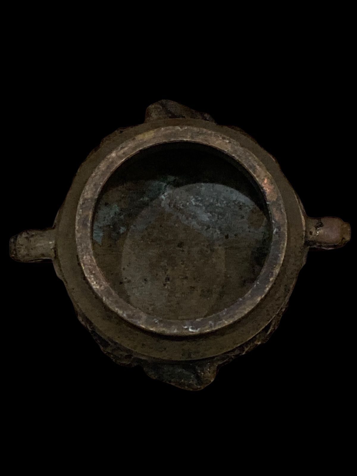 香炉 線香立て 鳥 花 彫刻 3足 唐銅 からかね 製 三足香炉 さんそく