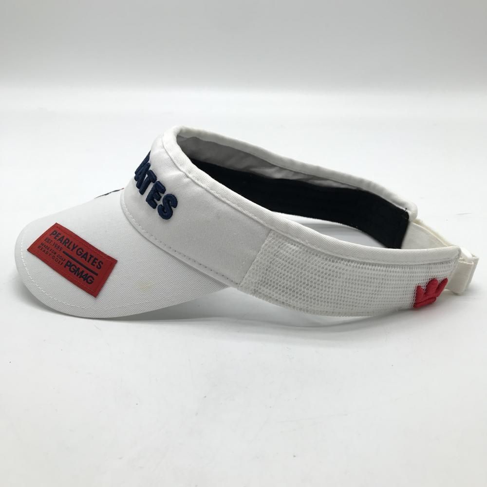 パーリーゲイツ サンバイザー 白×ネイビー つば刺しゅう FR ゴルフ