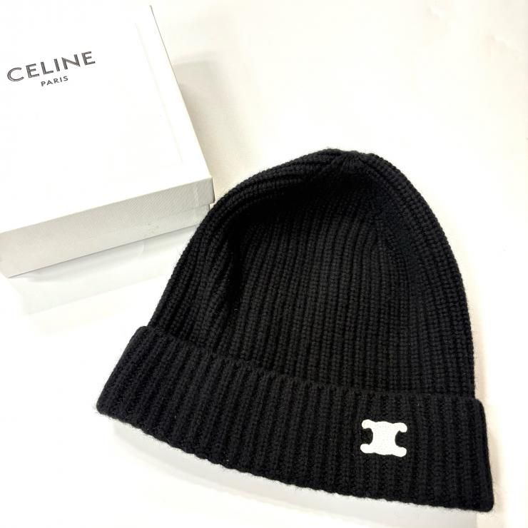 【新品・未使用】正規品CELINE トリオンフ ブラック ニット帽 CELINE（セリーヌ） ニット帽 AA0B60J71.08GC AA0B60J71.38NO メンズ