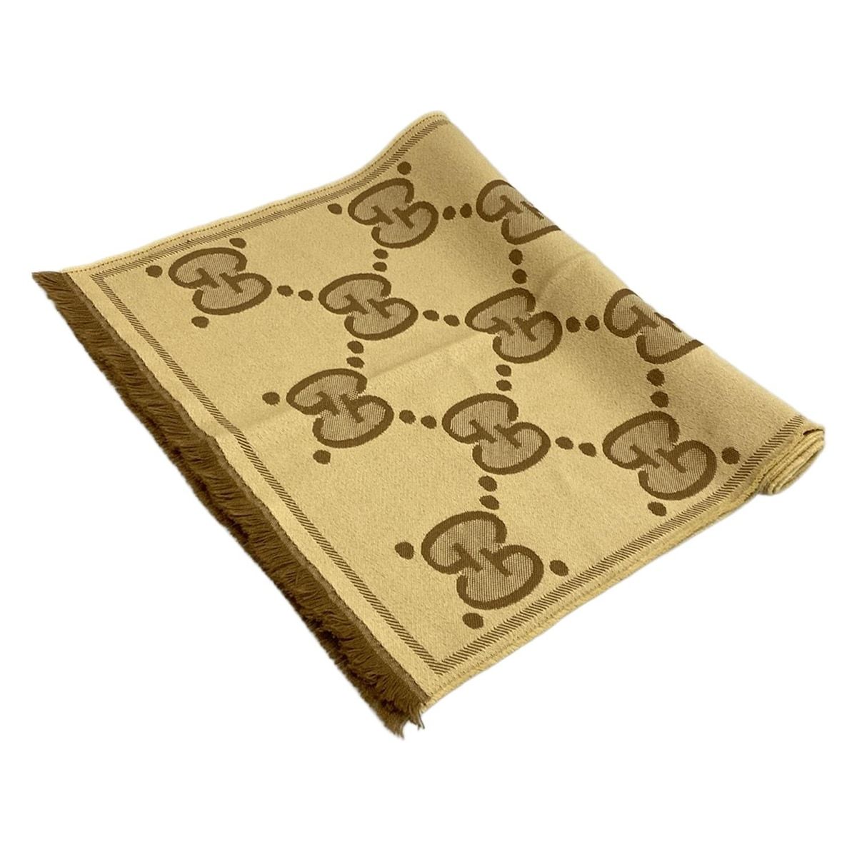 GUCCI グッチ マフラー 581537 ライトブラウン ブラウン GG柄 ウール