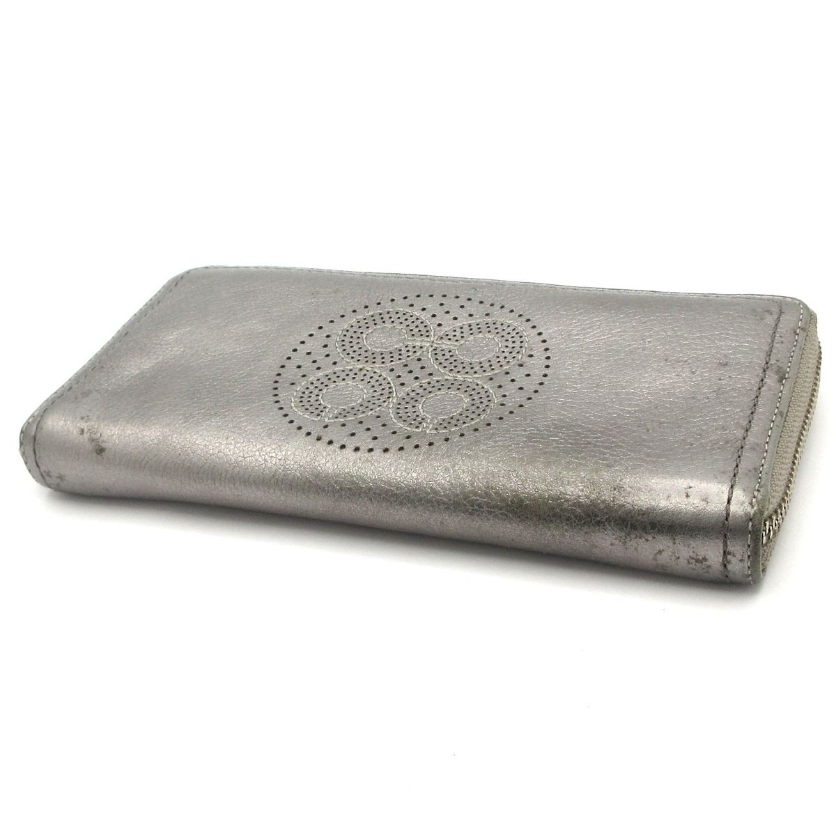 COACH(コーチ) 長財布 - シルバー ラウンドファスナー レザー - メルカリ