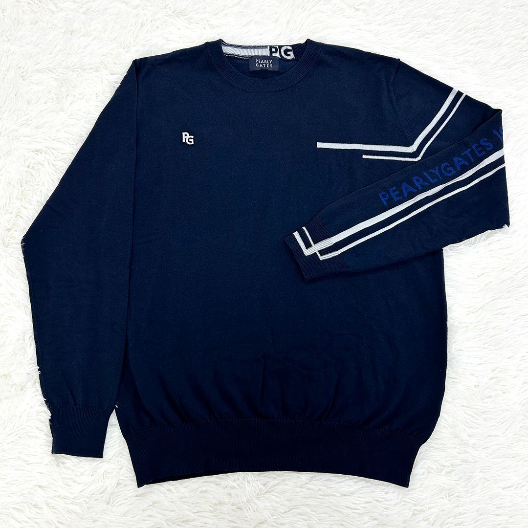 パーリーゲイツ ウール混 ニットセーター サイズ5 ネイビー系