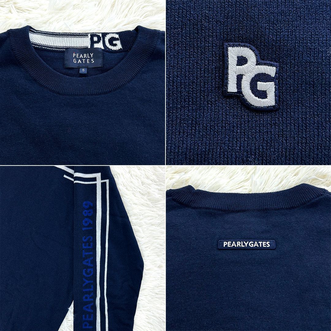 パーリーゲイツ ウール混 ニットセーター サイズ5 ネイビー系