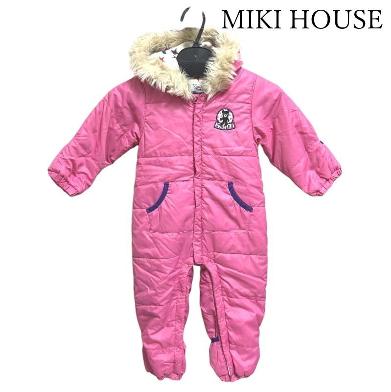 ミキハウス ダブルB ダブルビー ベビー用 スキーウェア 洗える フード付き 裏起毛 裏ボア 裏フリース ジャンプスーツ 中綿 雪遊び 女の子 撥水 防寒 防風 子供用 キッズ スノーウェア オールインワン つなぎ 冬 おしゃれ 暖かい