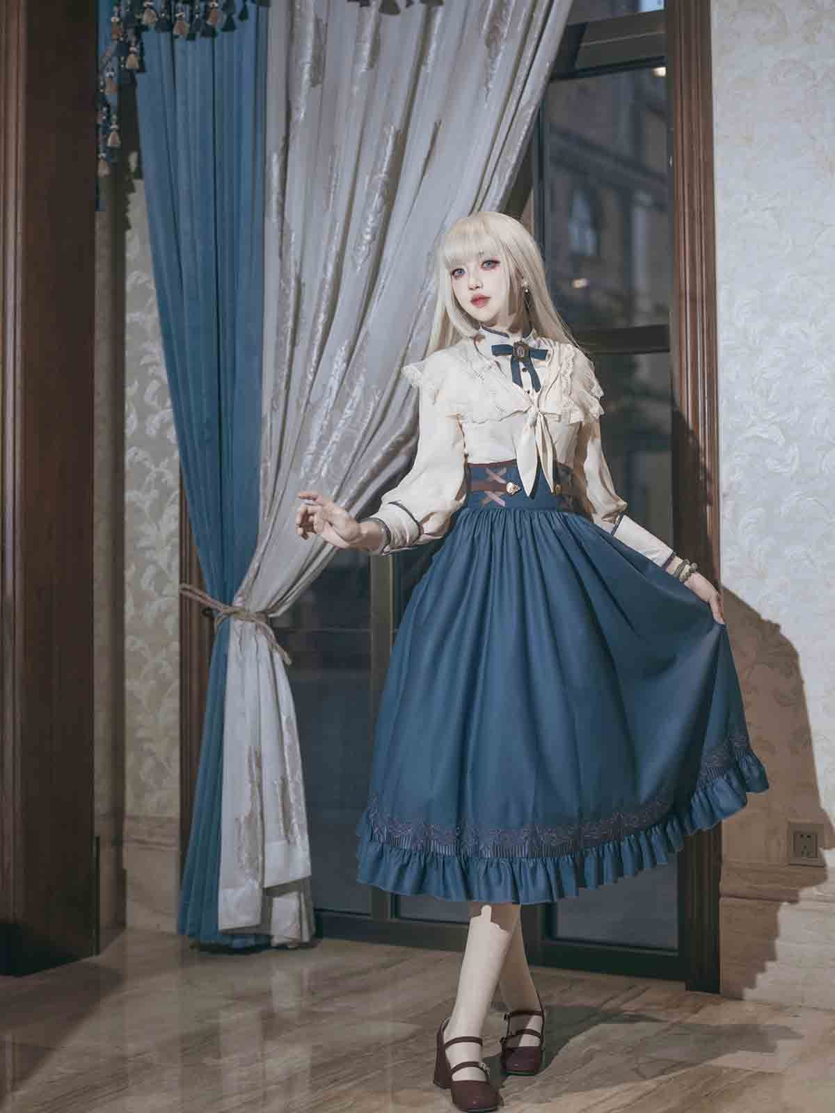 無名哀歌ロリータ 披肩 上衣 セパレートスカート日常甘めセット Lolita 服装 コスプレ 仮装 撮影 イベント レディース